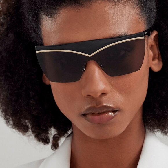 NEW SL 614 MASK 001 SAINT LAURENT SUNGLASSES WOMEN SHIELD BLACK EYEWEAR SL614 - Picture 1 of 6